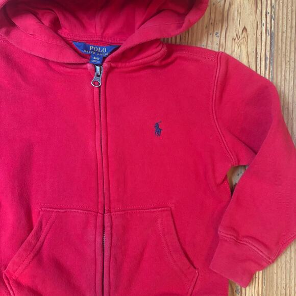 Polo Ralph Lauren red long sleeve full zip toddler hoodie sweatshirt SIZE 4T - Picture 2 of 5